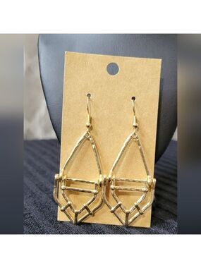 Hammered Texture Gold Color Earrings (#1E)
